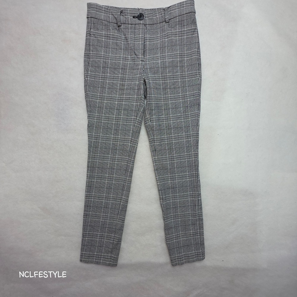 Loft The Sutton Skinny Pants Womens 00P Black White Glen Plaid Check Trousers